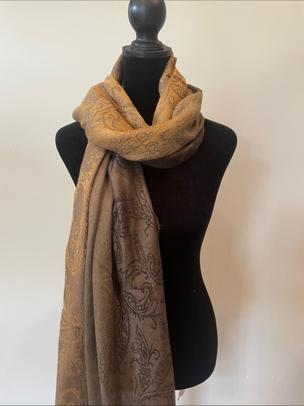 Neutral Brown Paisley Women's Scarf like new